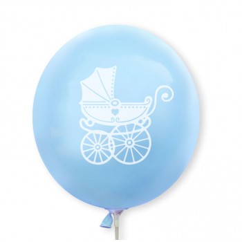 Balon niebieski / biały wózeczek