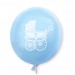 Balon niebieski / biały wózeczek