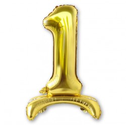 Balon cyfra złota /stojąca "1" 75 cm